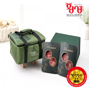 횡성농업한우 1+등급 횡성한우 명품 선물 세트 3구 등심 구이용 로스 1.2kg
